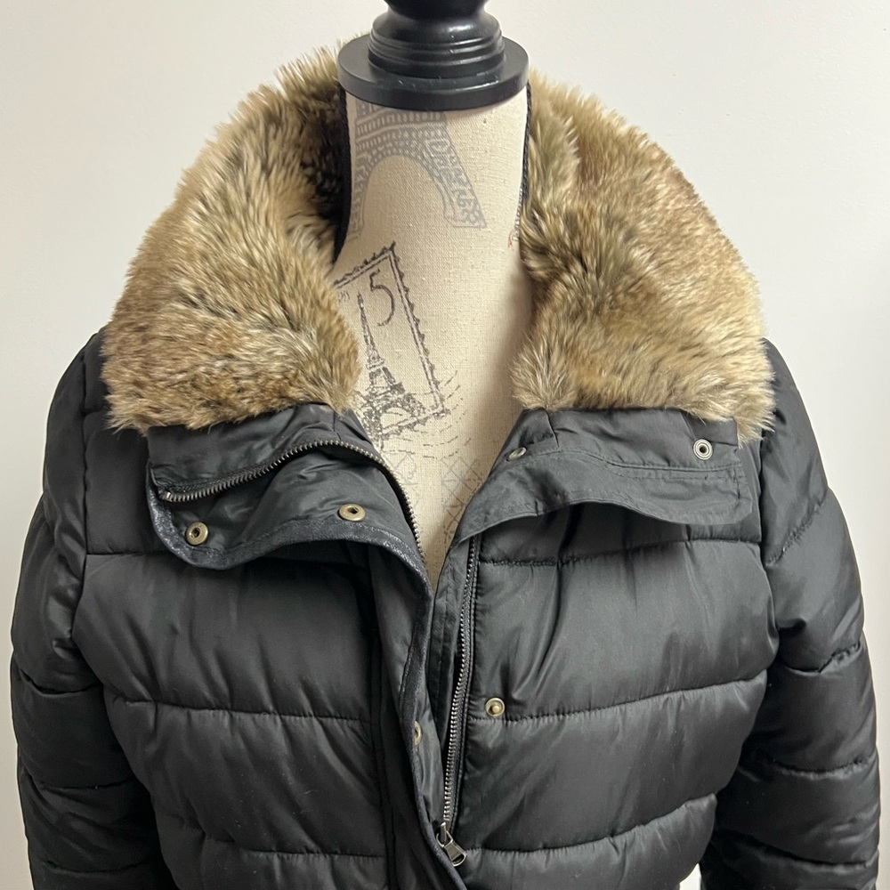 Y2K Black and Faux Fur Puffer Coat - Picture 5 of 15